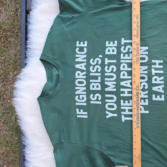 Mens Green Graphic T-Shirt Ignorance Is Bliss Funny Gift Tee - Picture 4 of 10